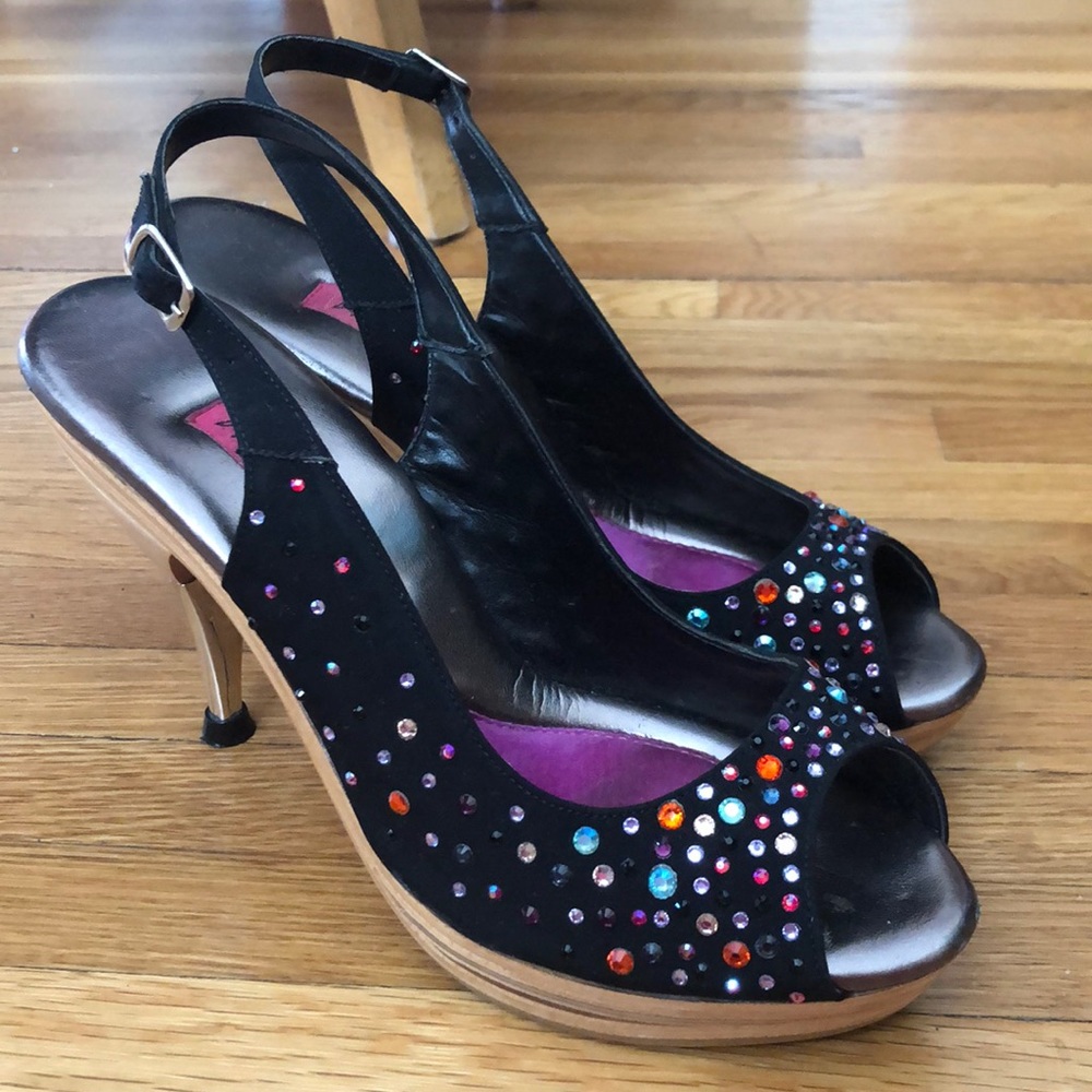 Betsey Johnson rhinestone Polly heels